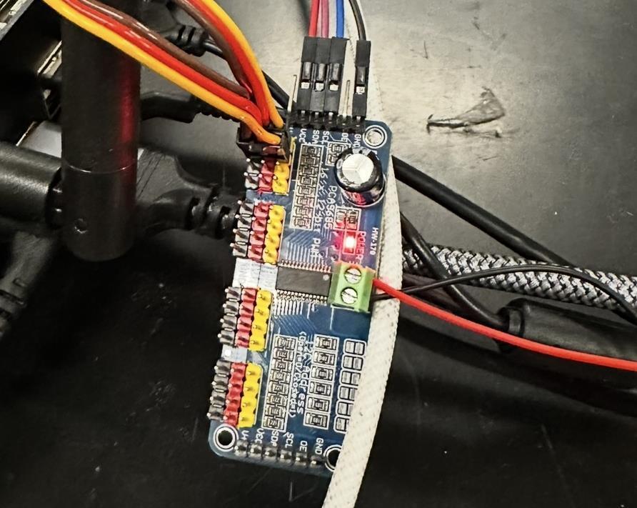 PCA9685 PWM driver and payload wiring during hardware integration